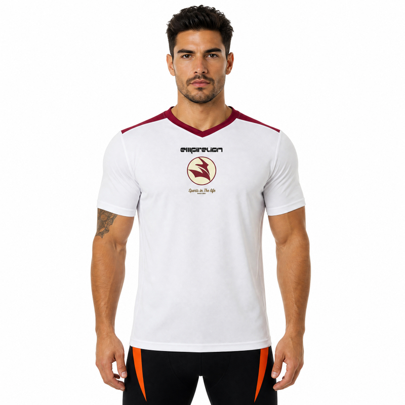 T-shirt en jersey de football à col en V pour hommes