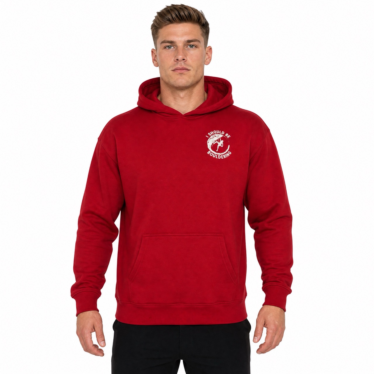 Sweat à capuche imprimé sur l'épaule pour hommes, escalade