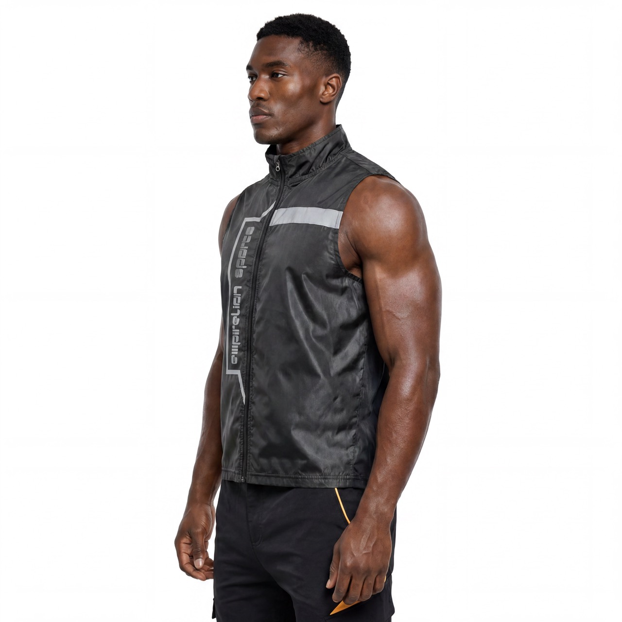 Gilet coupe-vent à bordures réfléchissantes pour hommes