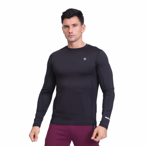 Couche de base de compression pour hommes chemise de course supérieure à manches longues