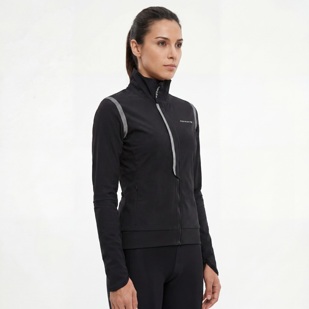 Veste de cyclisme à col haut et garnitures réfléchissantes pour femme