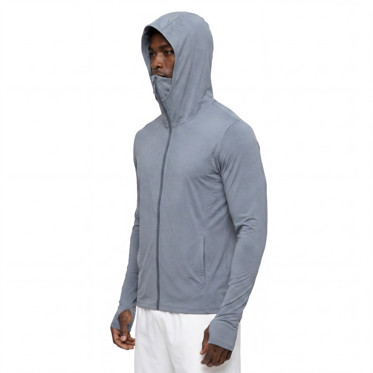 Protection solaire Fuyant le froid Été Léger Course à pied Pêche Zip à travers un sweat à capuche haut