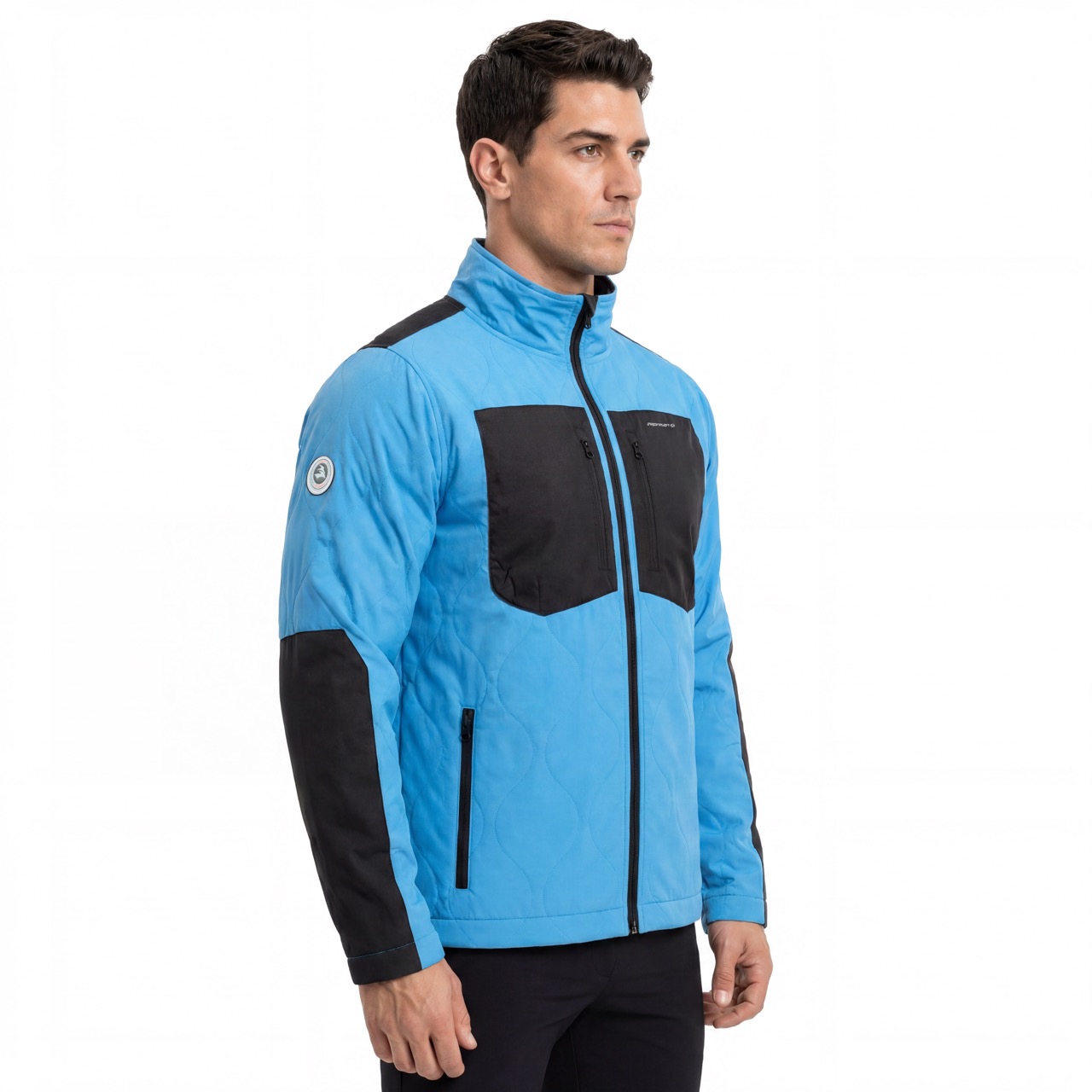 Veste zippée à blocage de couleur matelassée pour hommes, camping, randonnée, alpinisme, alpinisme