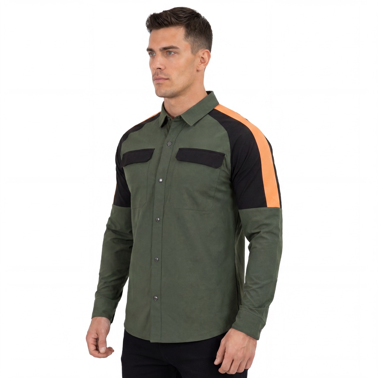 Hommes Trekking Randonnée Camping Pêche Marche Refroidissement Dos et Aisselles Vent Snaps Up Shoudler Panel Chemises