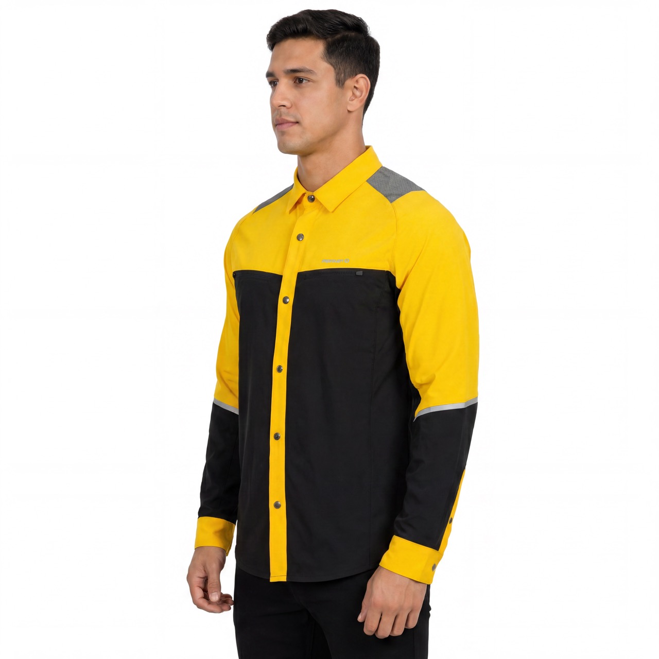 Panneau réfléchissant pour hommes, randonnée, Camping, pêche, boutons-pression, chemises fonctionnelles contrastées
