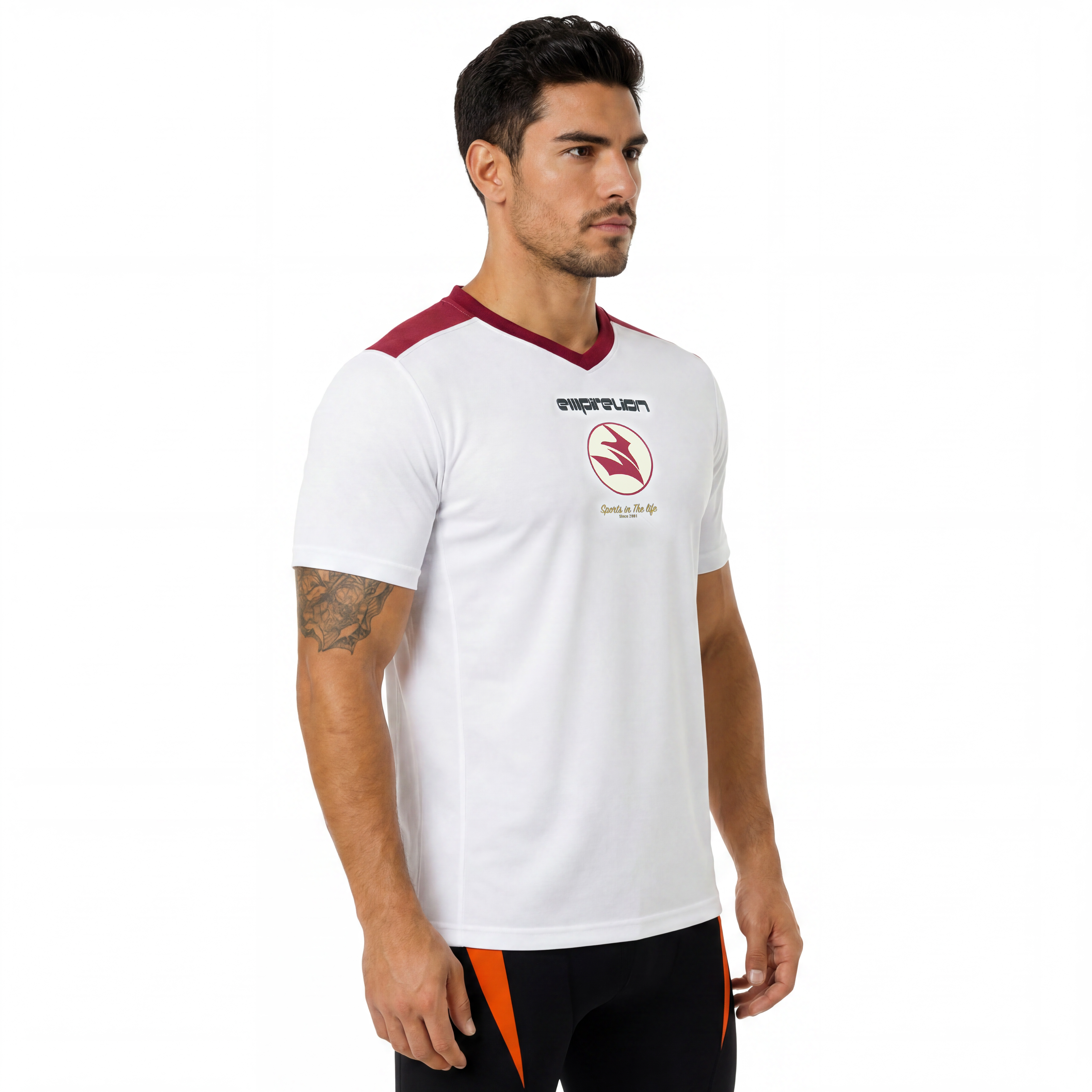 T-shirt en jersey de football à col en V pour hommes