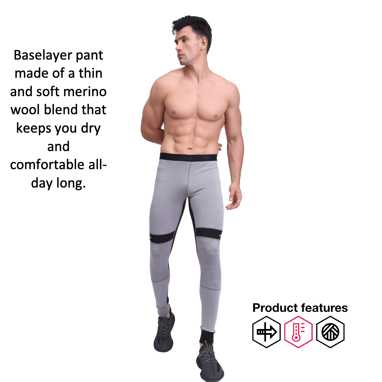 Blend de laine mérinos pour hommes pantalon legging pantalon legging