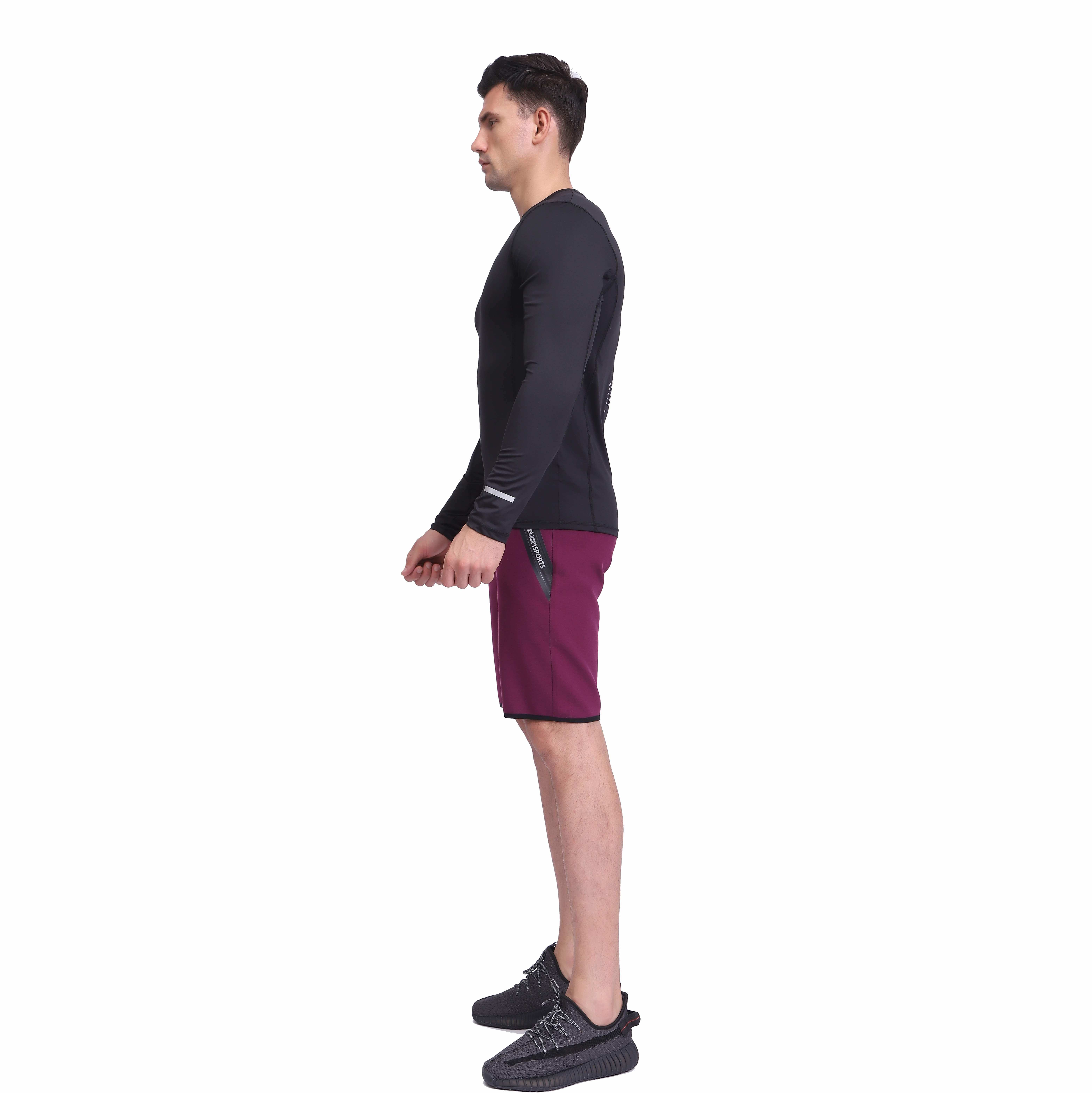 Couche de base de compression pour hommes chemise de course supérieure à manches longues