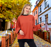 Femmes Crewneck Fluro Contrast Élégant ajustement en vrac sur Sweat-shirt Tops