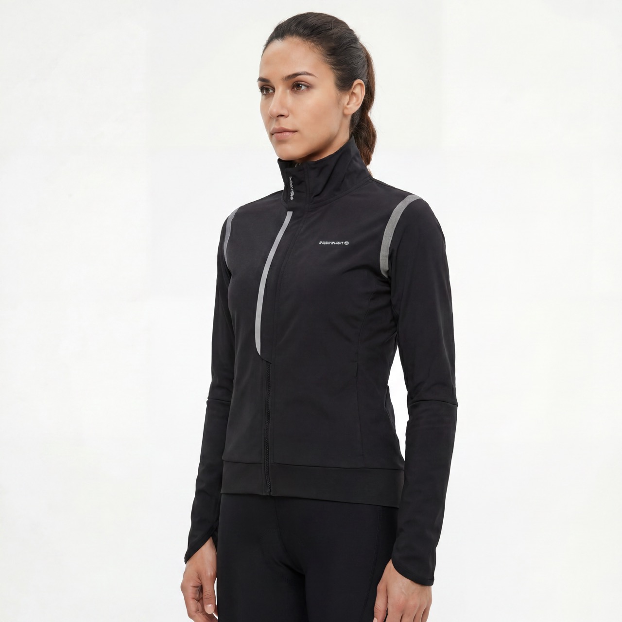 Veste de cyclisme à col haut et garnitures réfléchissantes pour femme