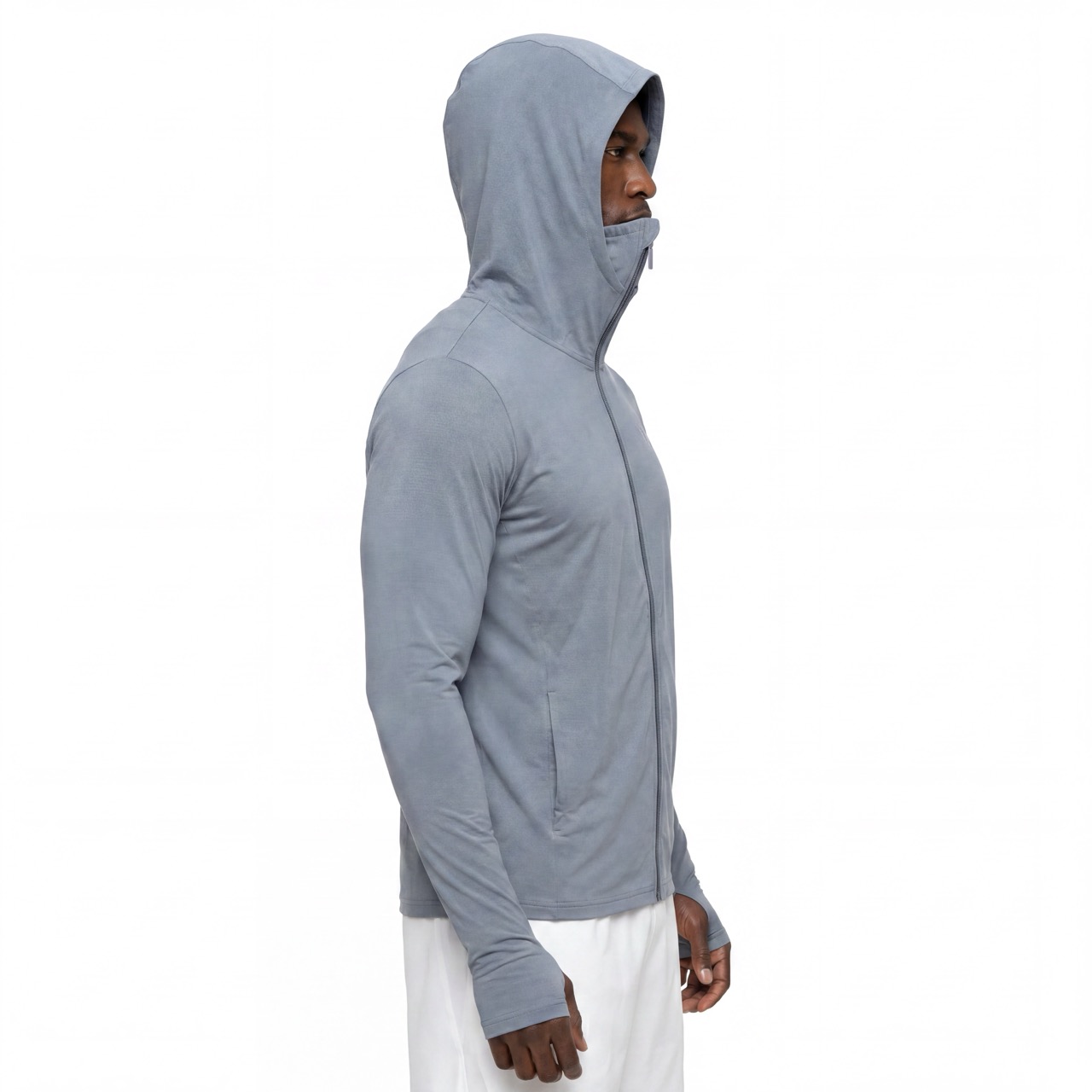 Protection solaire Fuyant le froid Été Léger Course à pied Pêche Zip à travers un sweat à capuche haut
