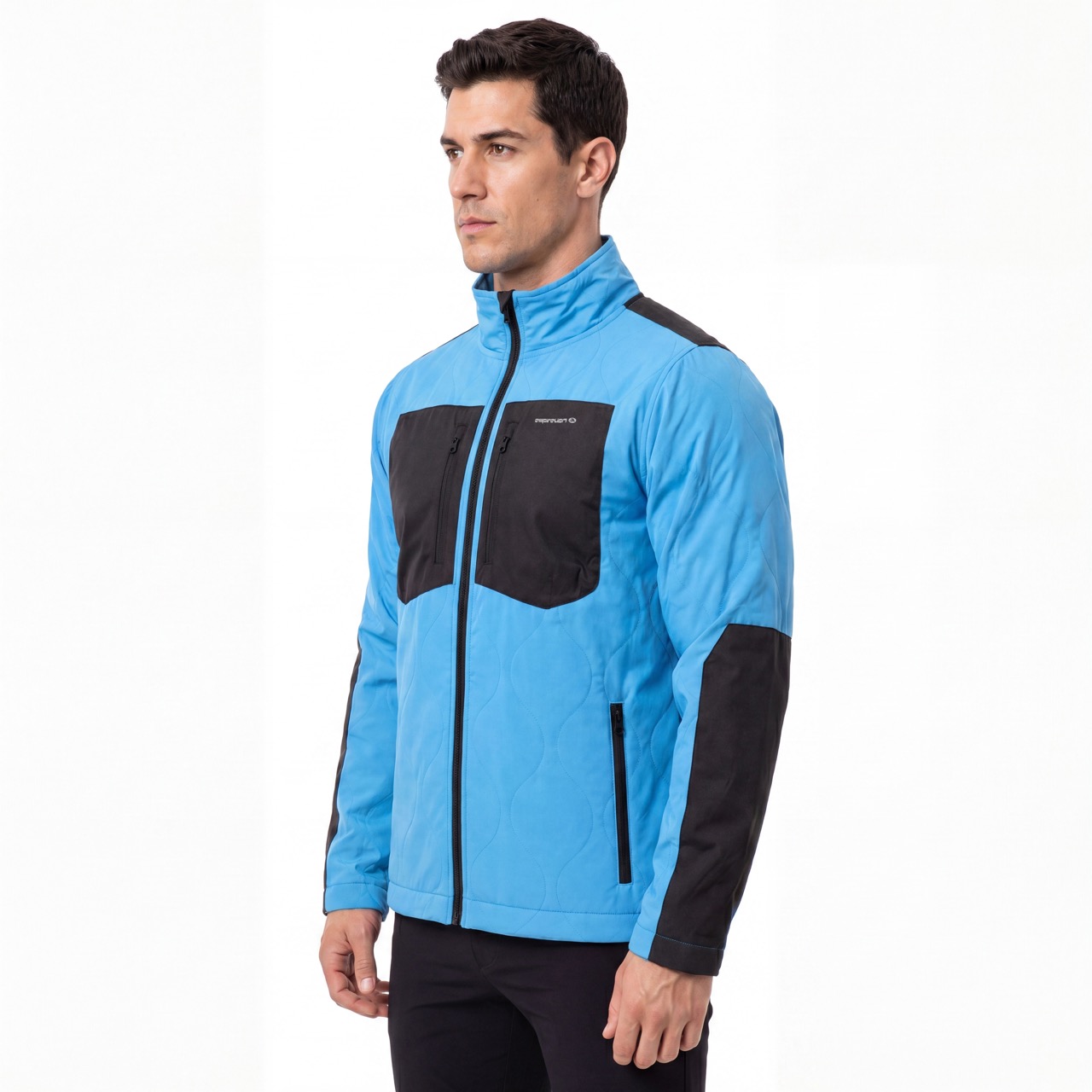 Veste zippée à blocage de couleur matelassée pour hommes, camping, randonnée, alpinisme, alpinisme