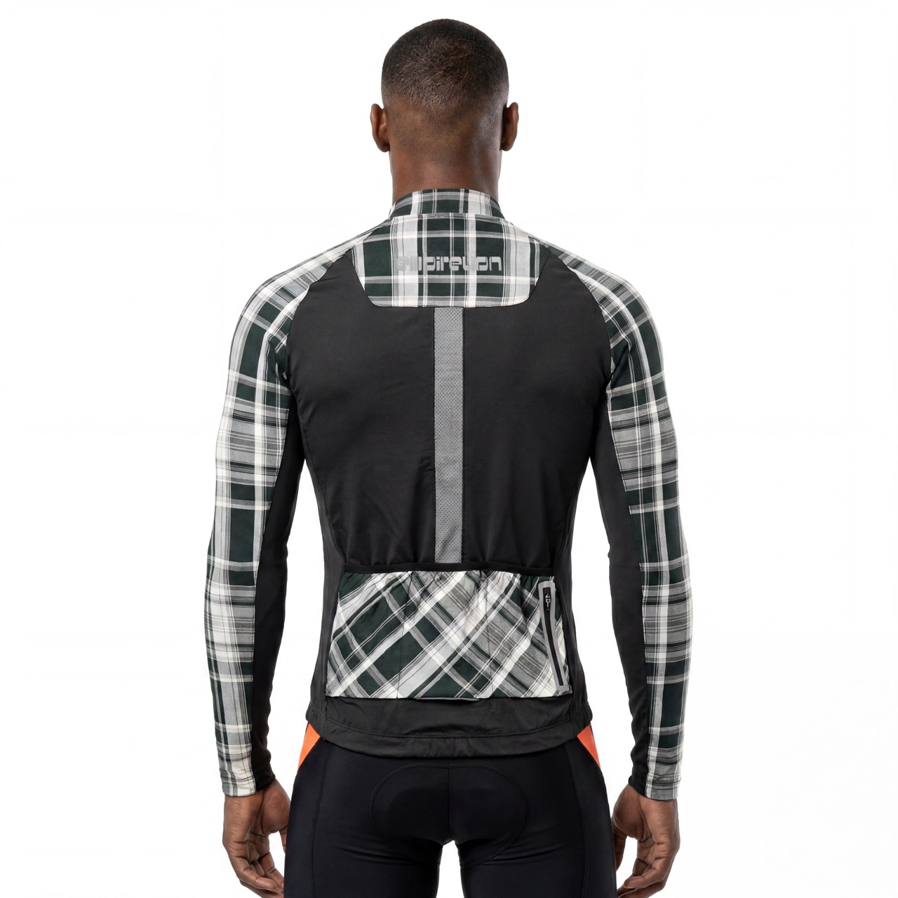 Maillot de cyclisme à manches longues à carreaux teints