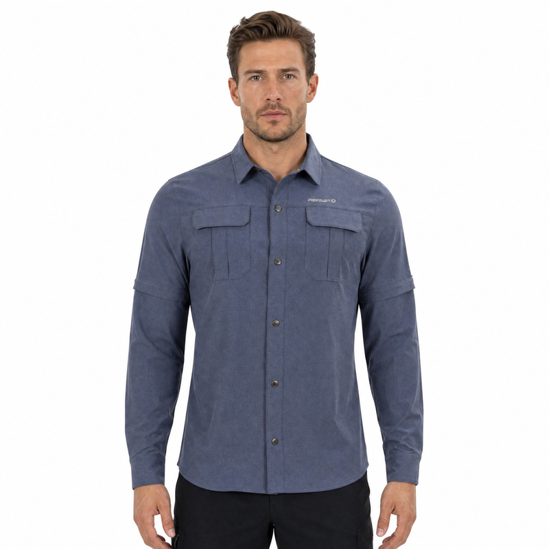 Hommes Trekking Randonnée Camping Pêche Marche Manches Zip Off 2 en 1 Chemises