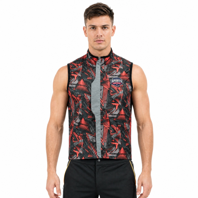 Gilet coupe-vent imperméable à imprimé intégral pour hommes