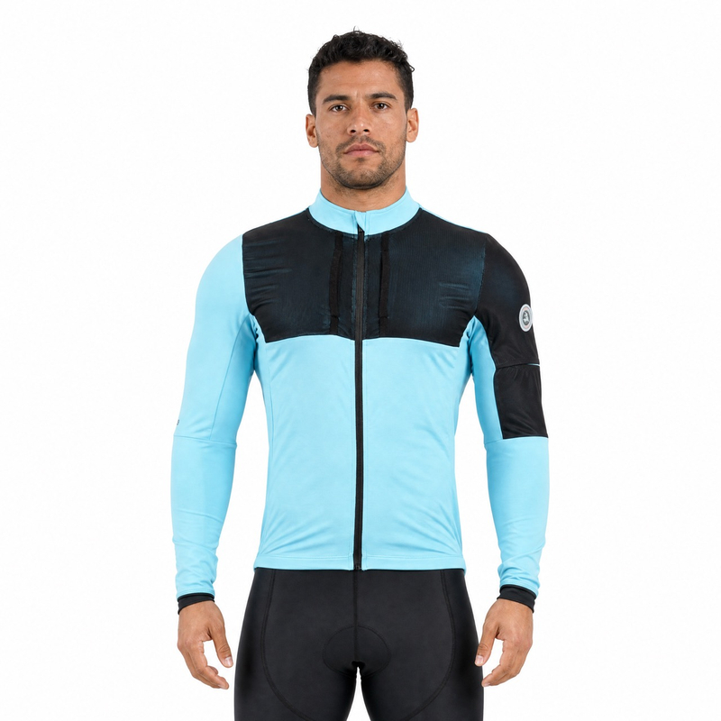 Veste de cyclisme intérieure en polaire avec poche en maille et double poche arrière pour homme