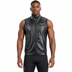 Gilet coupe-vent de cyclisme enduit de PU pour hommes