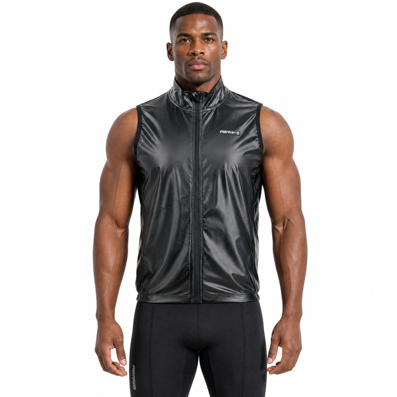Gilet coupe-vent de cyclisme enduit de PU pour hommes