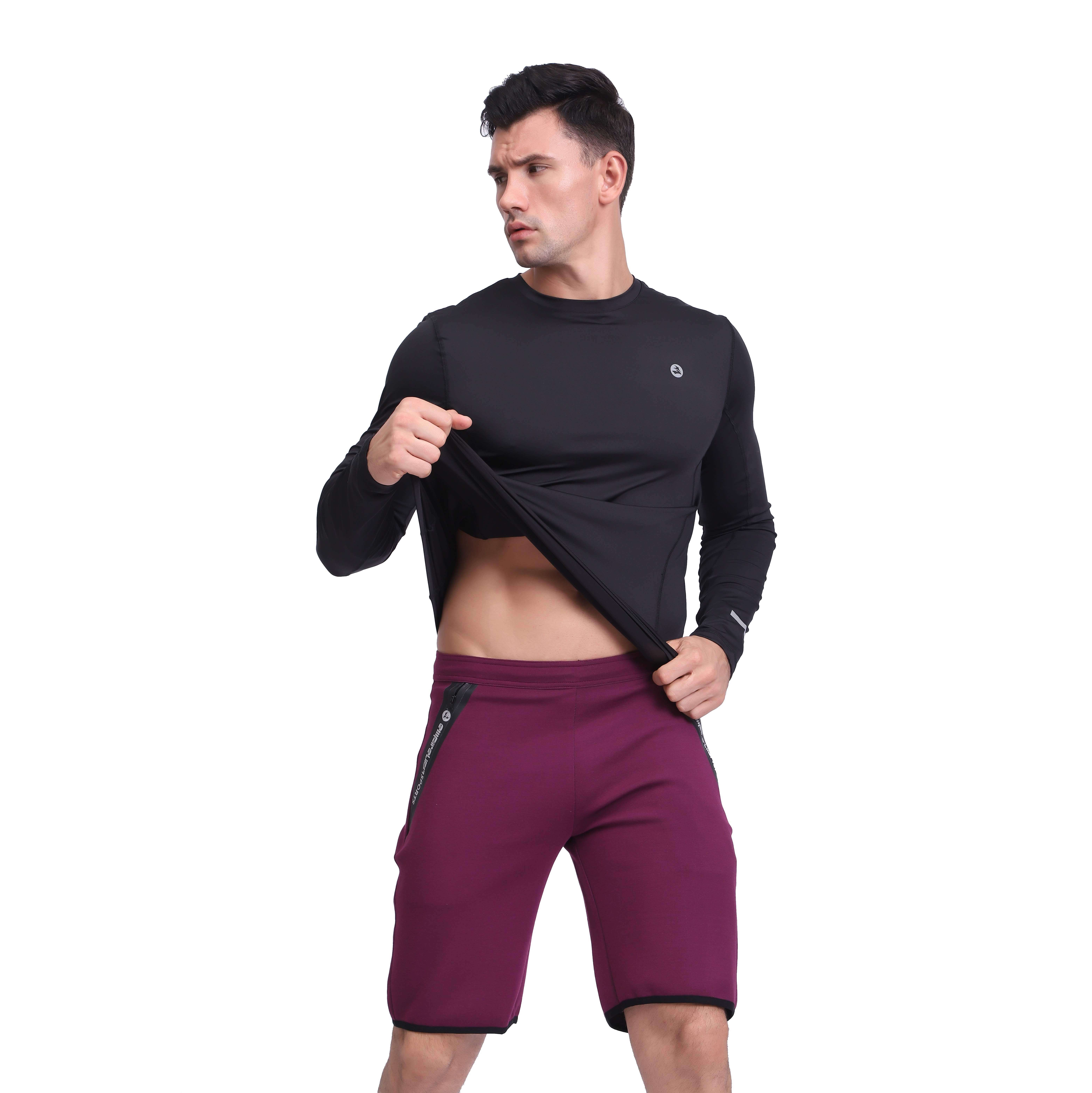 Couche de base de compression pour hommes chemise de course supérieure à manches longues