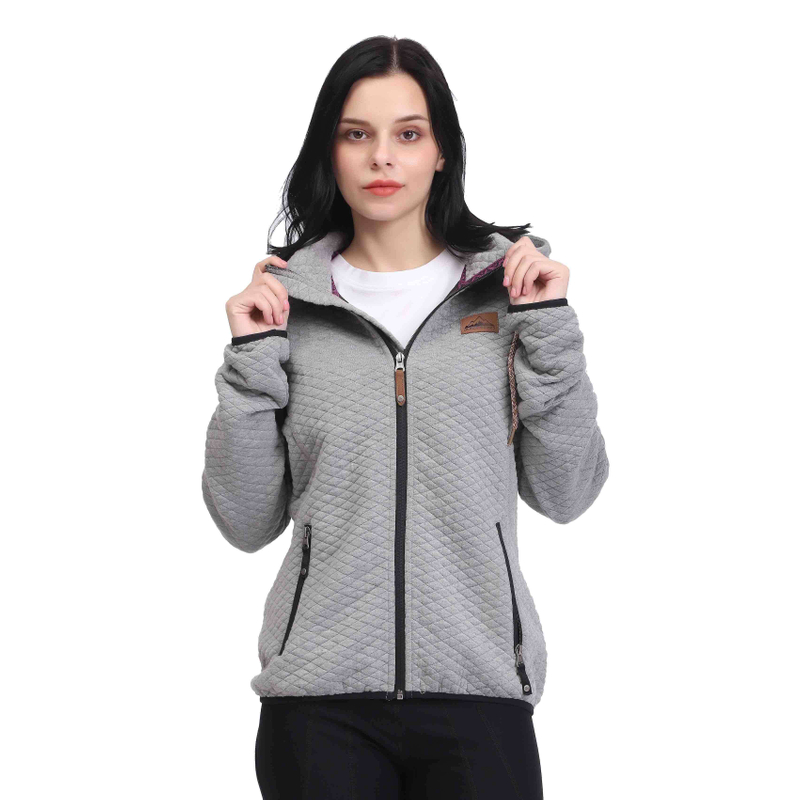 Sweat à capuche de randonnée zippé à motif matelassé pour femme