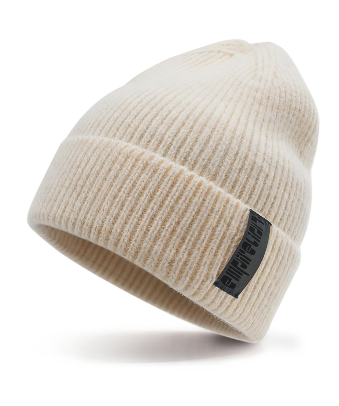 Bonnet à manchette en laine, chapeaux d'hiver chauds en tricot thermique épais, casquette d'extérieur extensible et douce