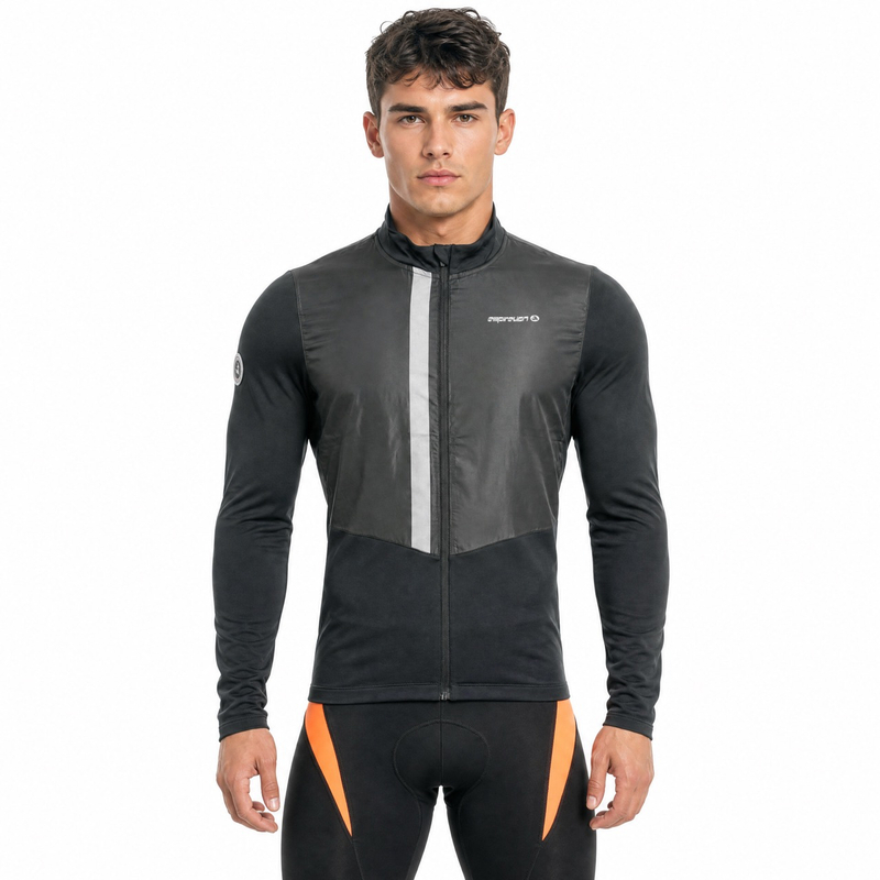 Veste de cyclisme à bordures réfléchissantes coupe-vent pour hommes