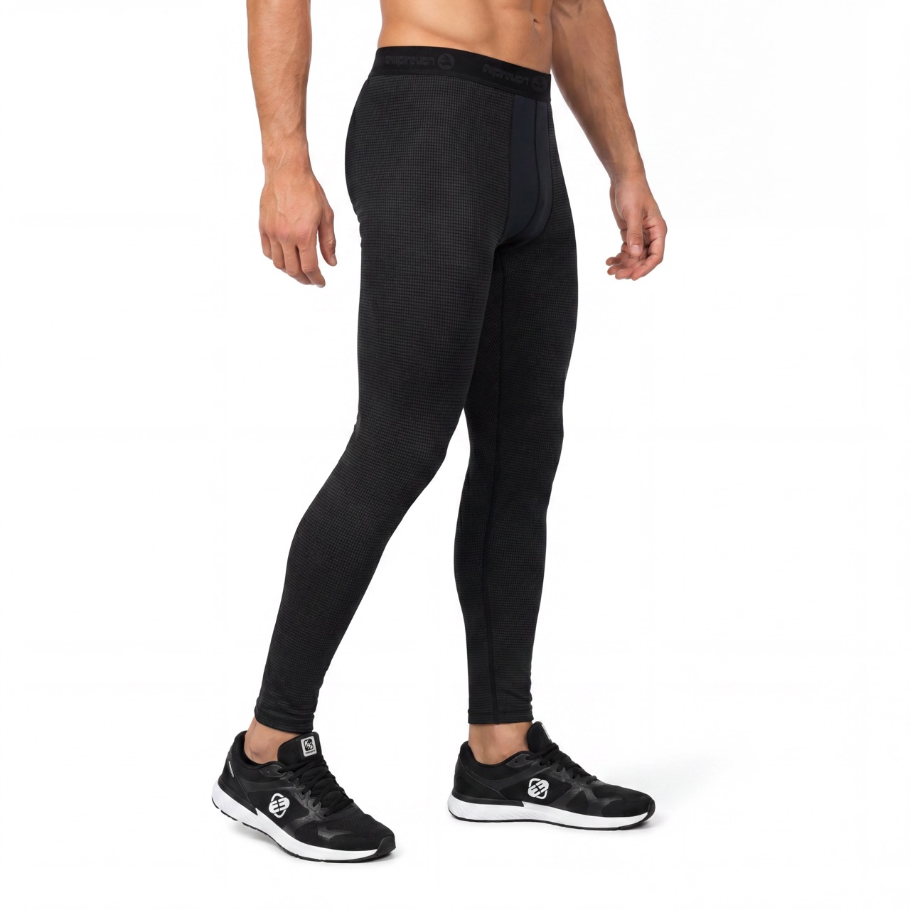 Pantalon legging thermique d'entraînement à demi-fermeture éclair en polaire teint en fil pour hommes