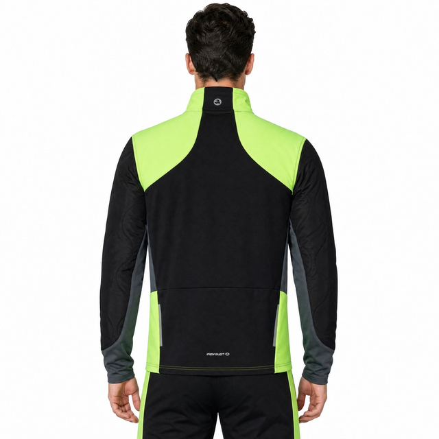 Veste matelassée d'extérieur coupe-vent pour hommes, bloc de couleurs, garnitures fluorescentes