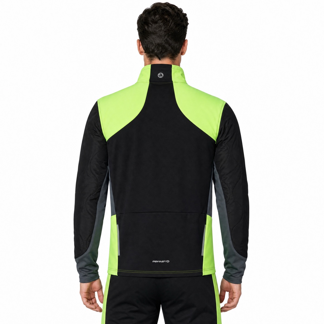 Veste matelassée d'extérieur coupe-vent pour hommes, bloc de couleurs, garnitures fluorescentes