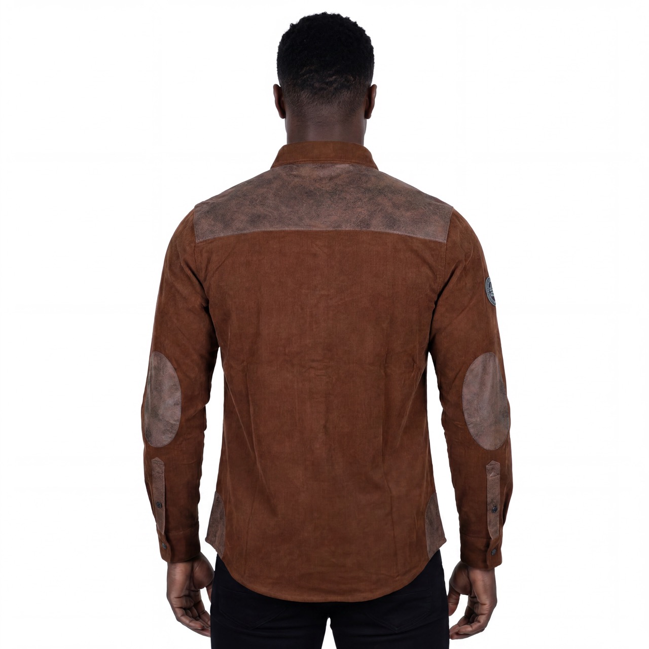 Chemises en velours côtelé de coton pour hommes, randonnée, Camping, garnitures en faux cuir, hauts d'extérieur