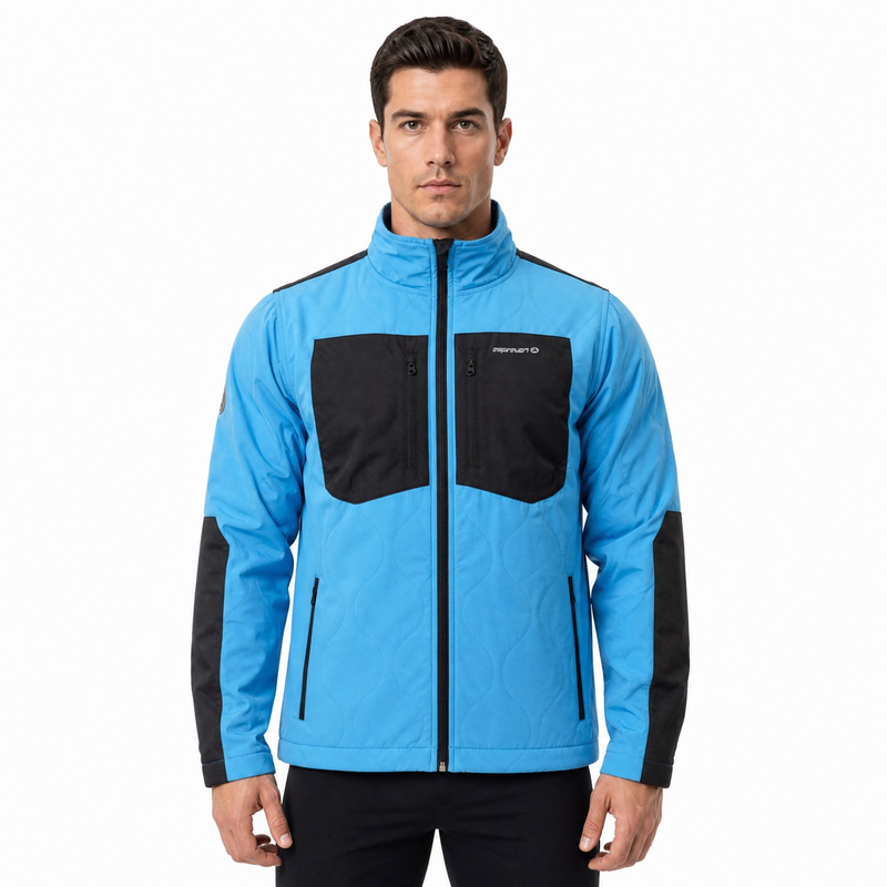 Veste zippée à blocage de couleur matelassée pour hommes, camping, randonnée, alpinisme, alpinisme