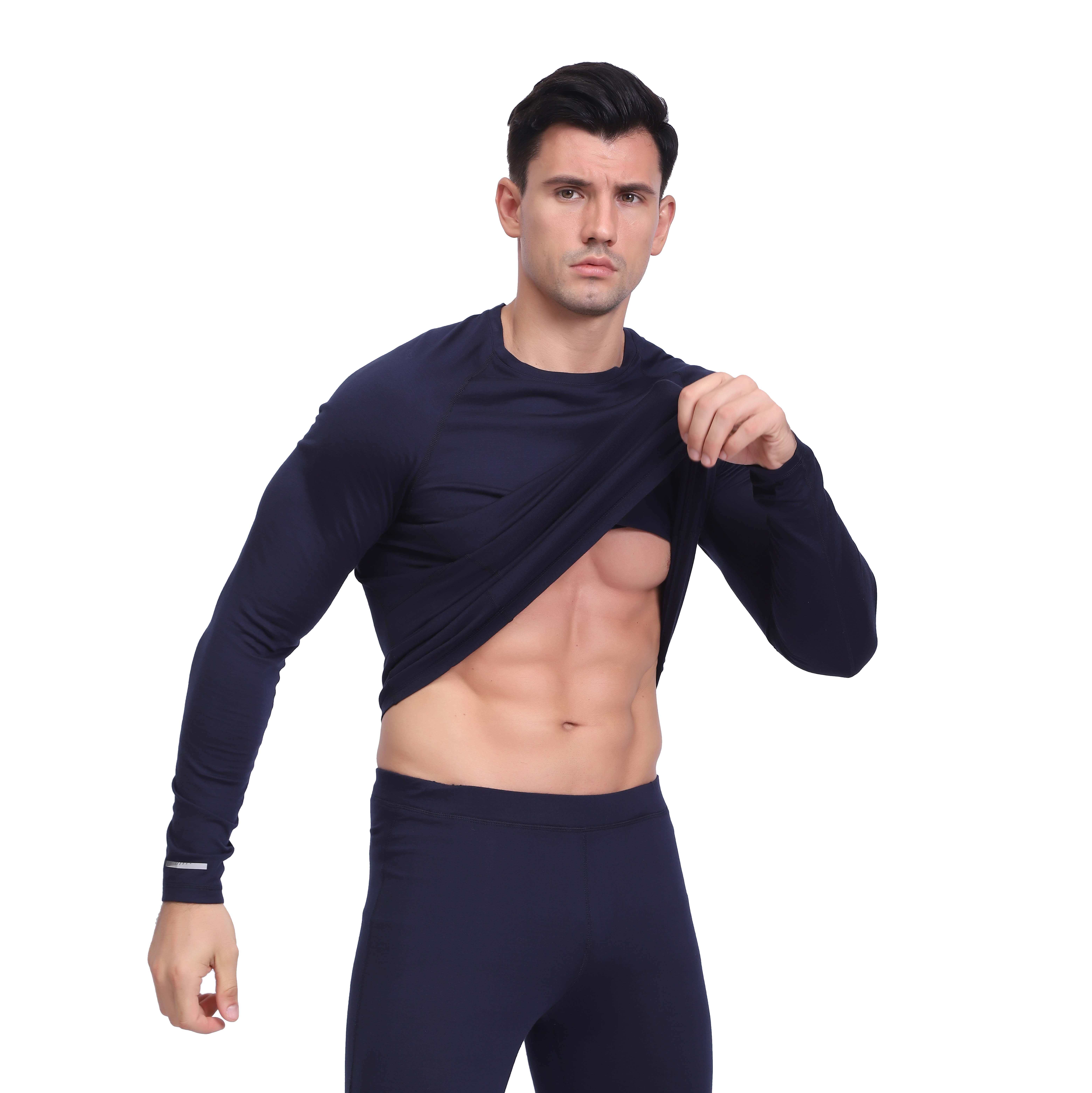 Ménion Mélange Mélange Mélange de sous-vêtements à manches longues Top de base pour hommes