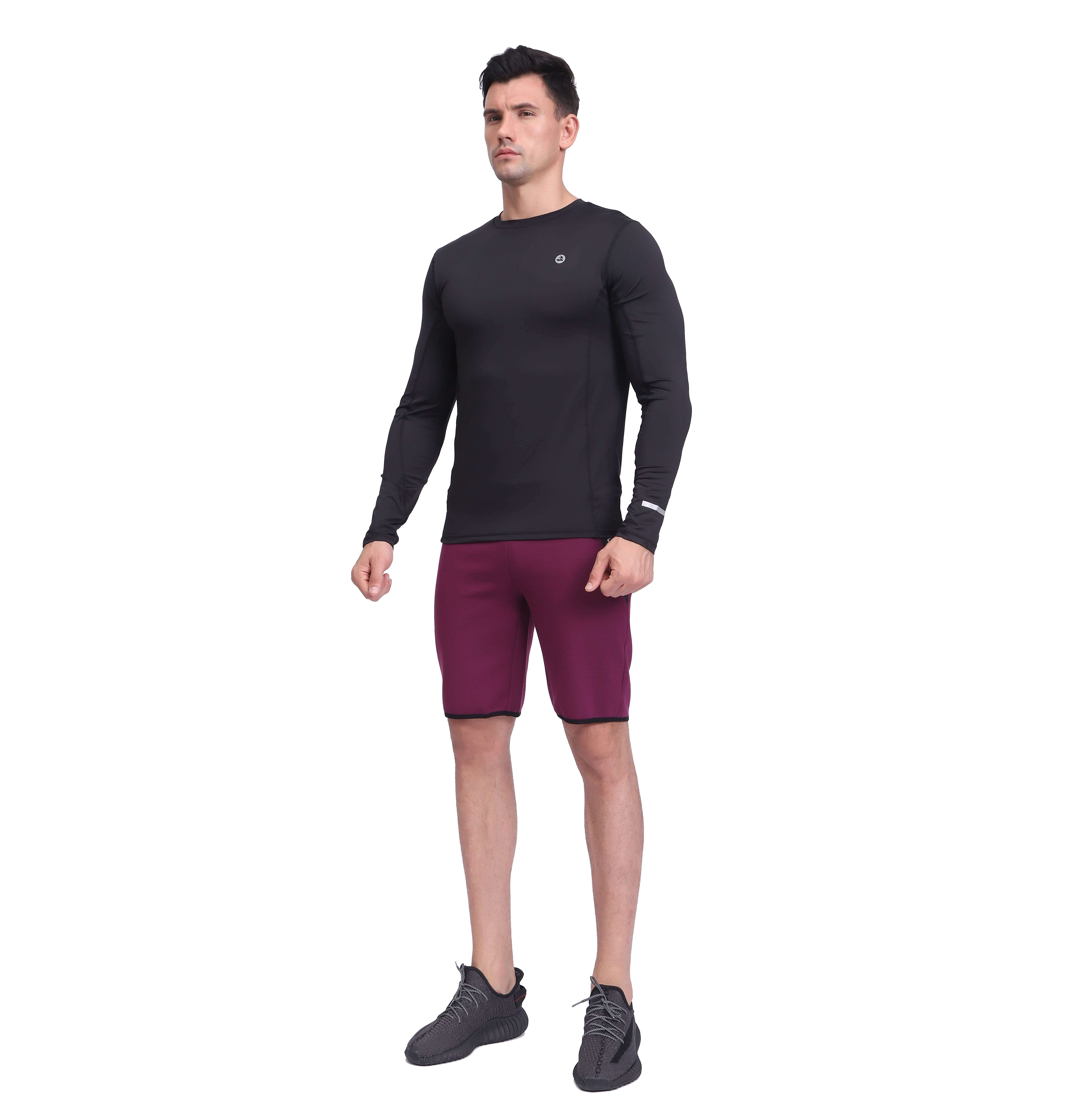 Couche de base de compression pour hommes chemise de course supérieure à manches longues