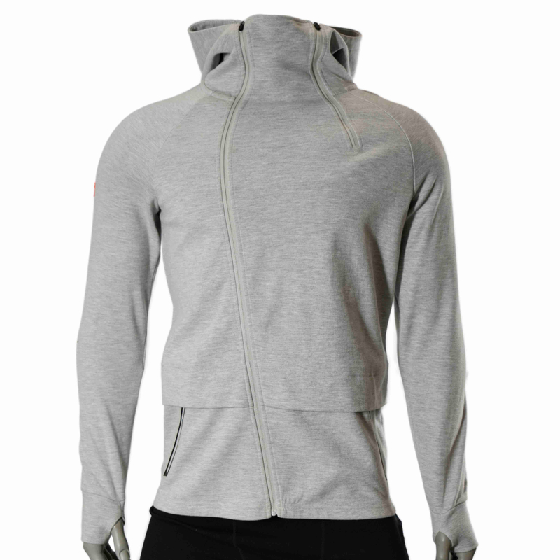 Hommes coulant diagonale placonet haut collier double zip raglan sweat à capuche