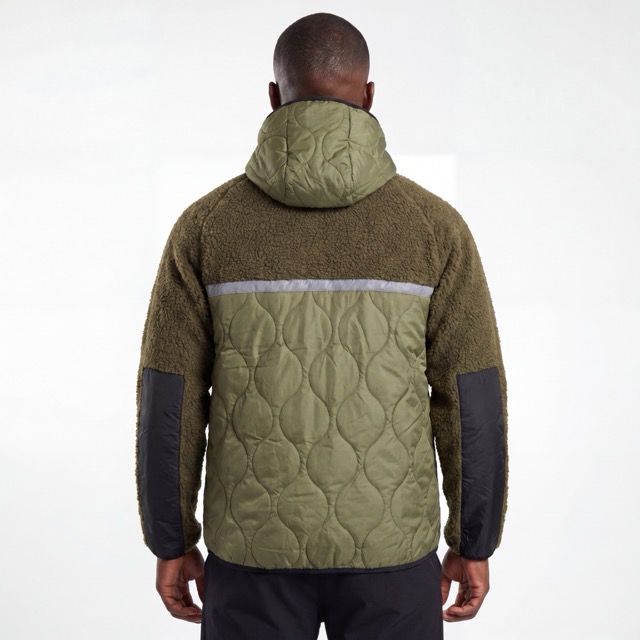 Veste à capuche d'extérieur avec panneau matelassé Sherpa collé pour hommes, garniture réfléchissante, hiver