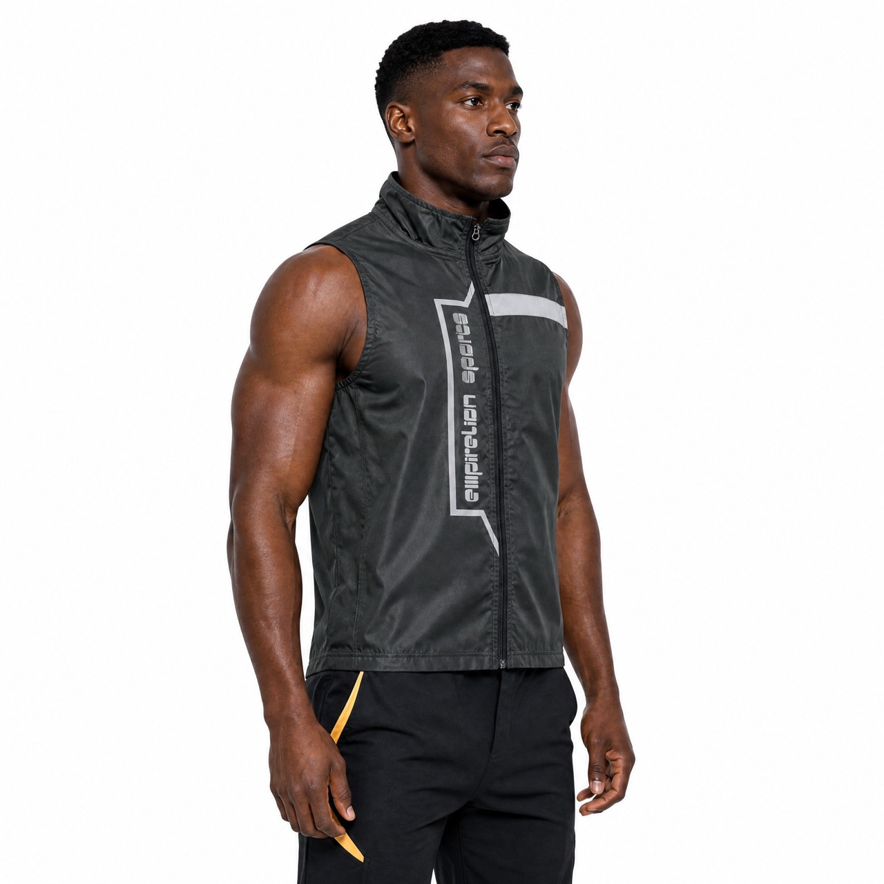 Gilet coupe-vent à bordures réfléchissantes pour hommes