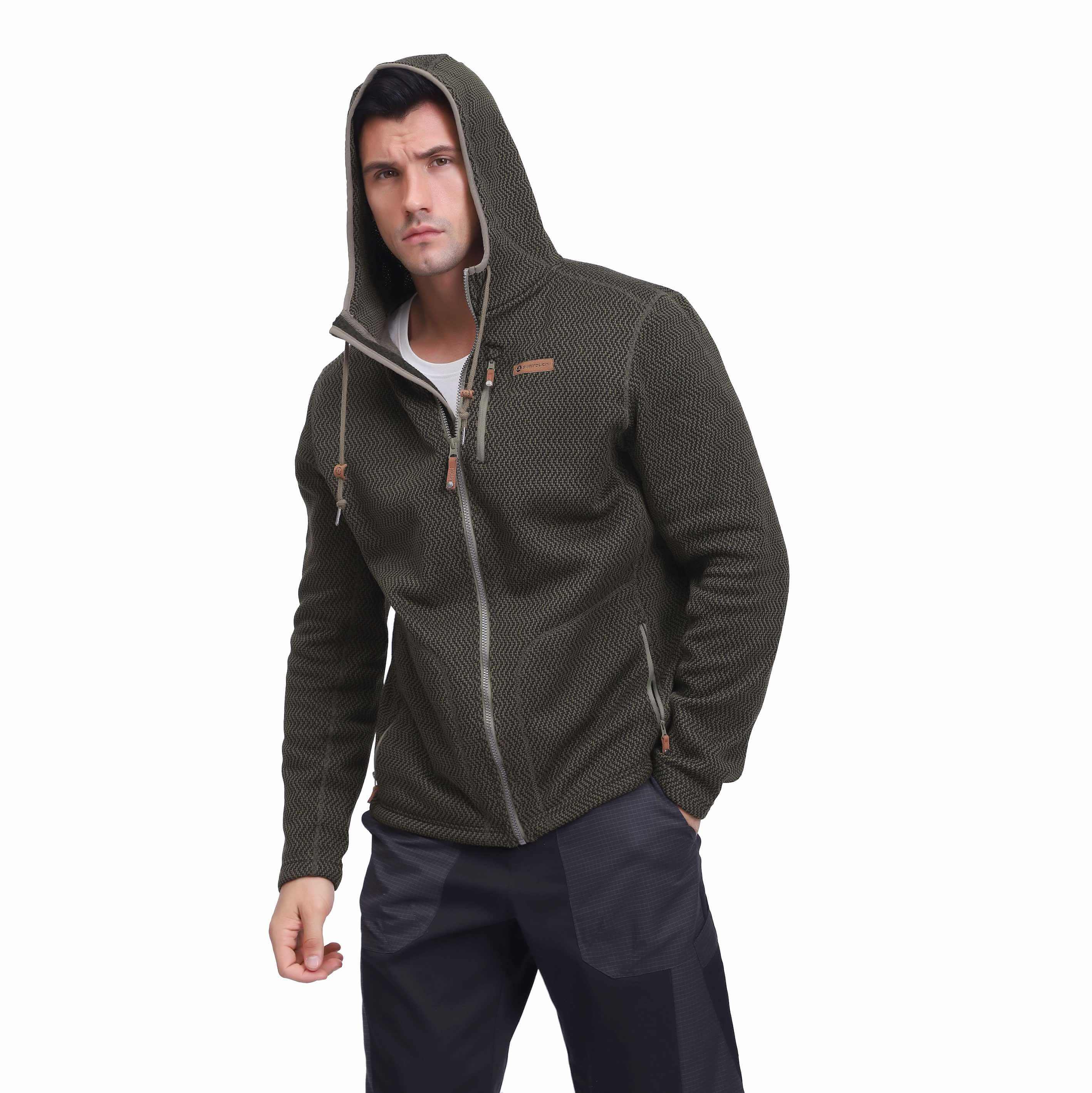 Sweat à capuche zippé pour homme Veste à capuche tactique militaire en polaire fantaisie