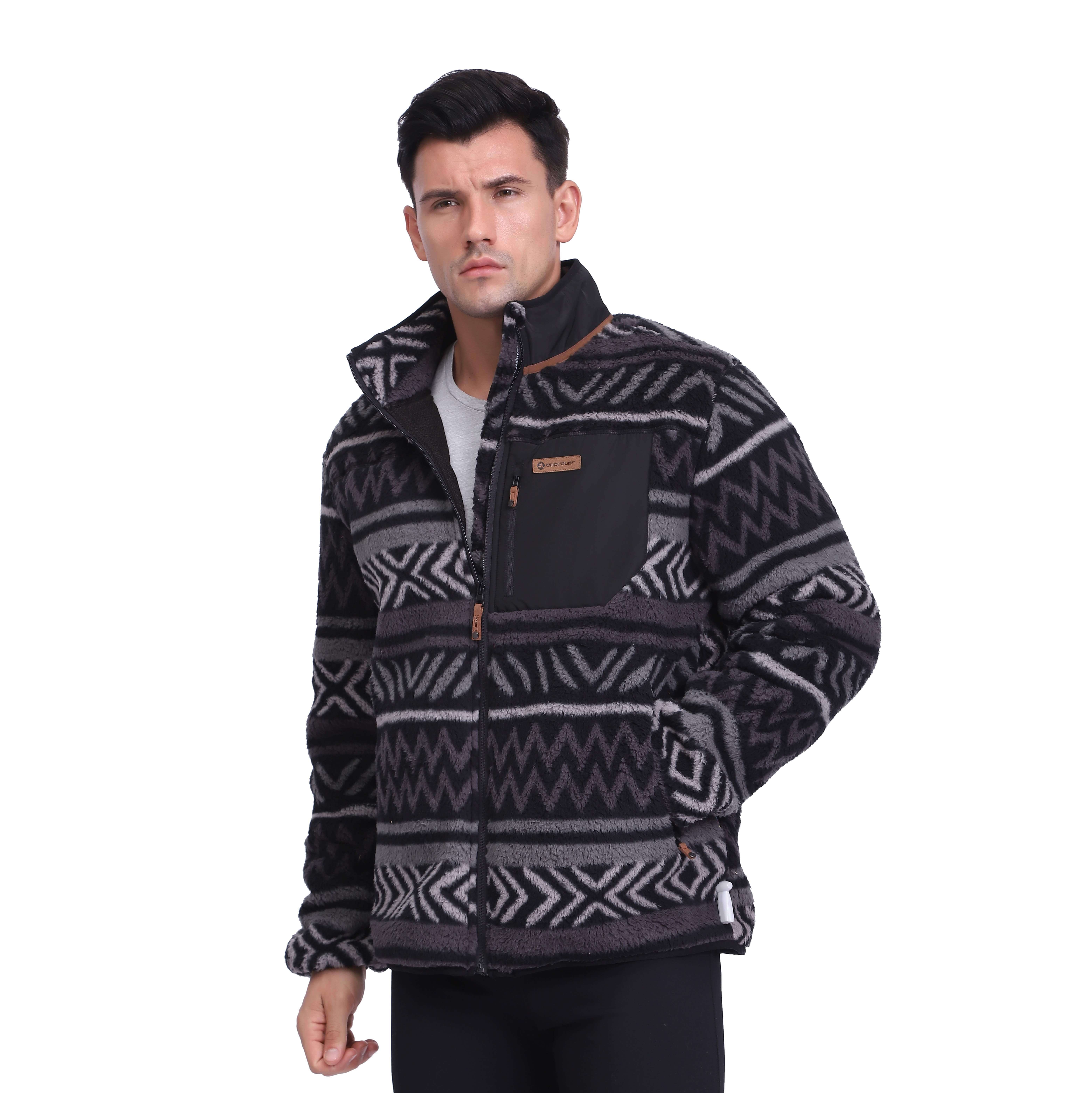 Allover Imprimer des hommes plus doux Sherpa Vestes en polaire Hiver Top lourd