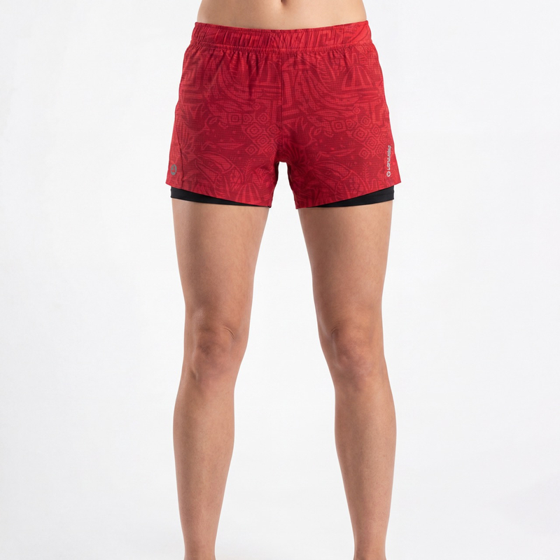 Short de course 2 en 1 à imprimé intégral pour femme