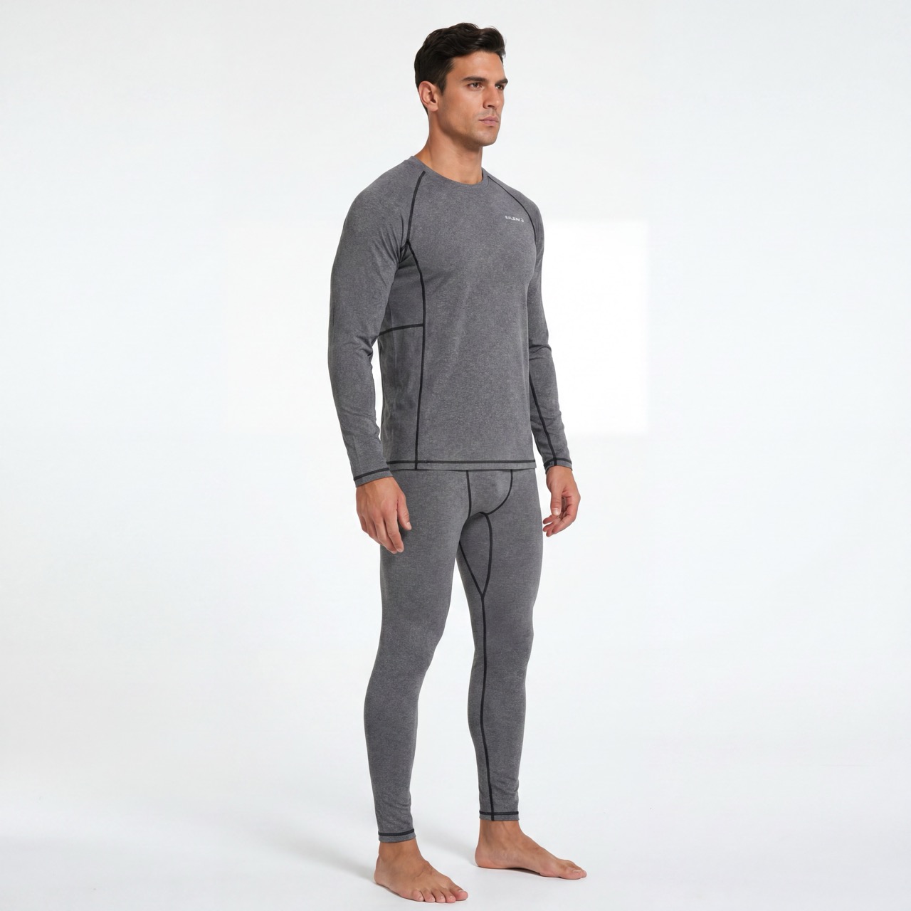 Sous-vêtements thermiques pour hommes, couche de base longue, intérieur en polaire, haut et bas, ensemble de 2 pièces
