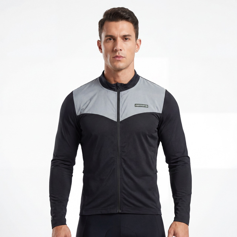 Veste de course à pied avec panneau réfléchissant et fermeture éclair