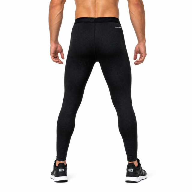Pantalon legging thermique d'entraînement à demi-fermeture éclair en polaire teint en fil pour hommes