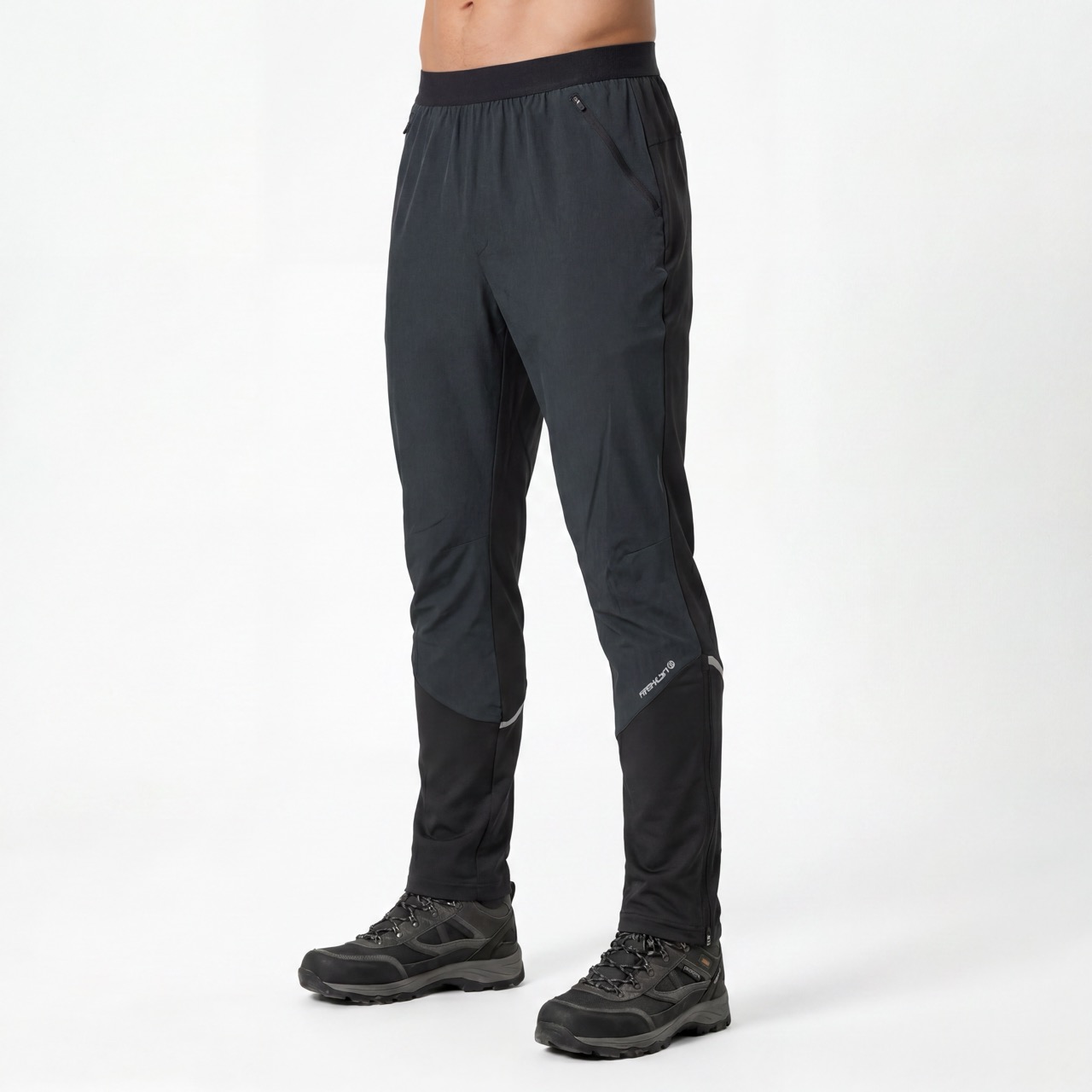 Pantalon actif avec ceinture élastique étirée pour hommes, blocs de couleurs, bordures réfléchissantes