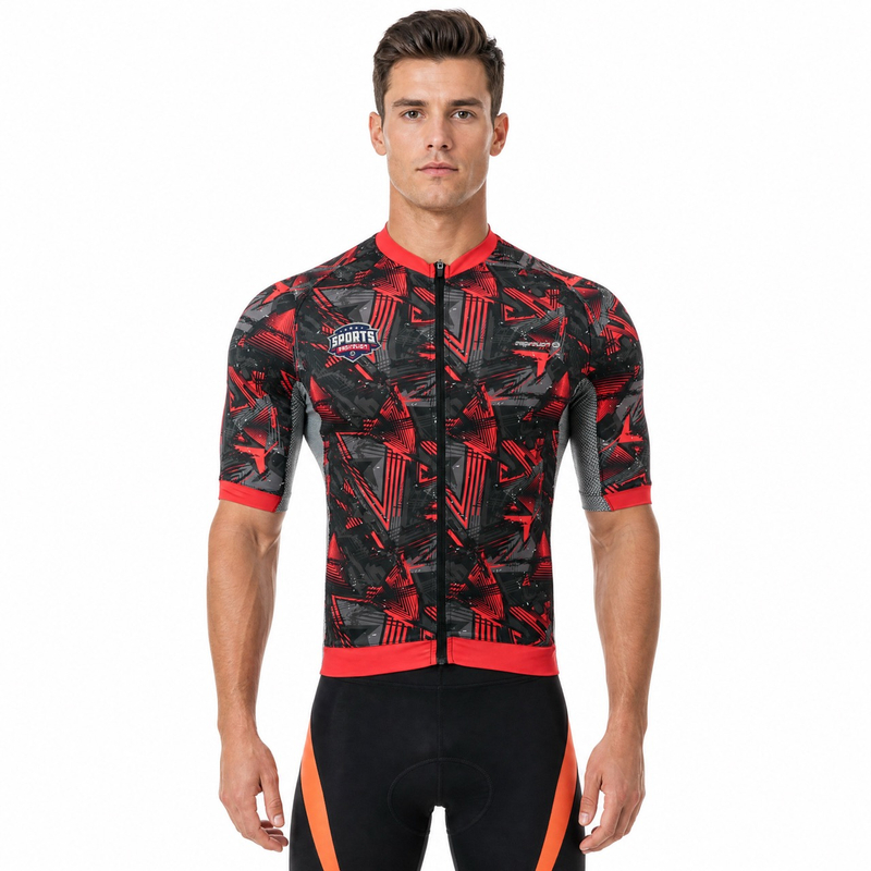 Maillot de cyclisme à manches courtes et col montant Raglan à impression numérique
