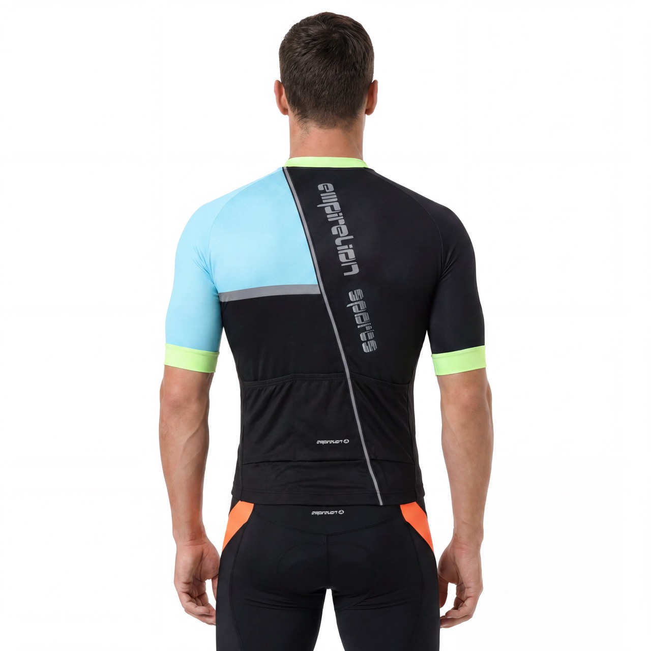 Maillot de cyclisme Raglan à manches courtes et col haut avec bordures réfléchissantes