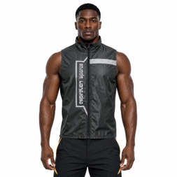 Gilet coupe-vent à bordures réfléchissantes pour hommes