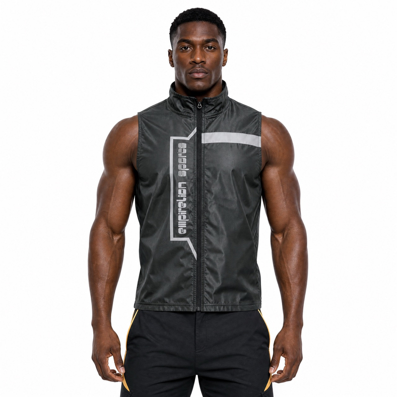 Gilet coupe-vent à bordures réfléchissantes pour hommes
