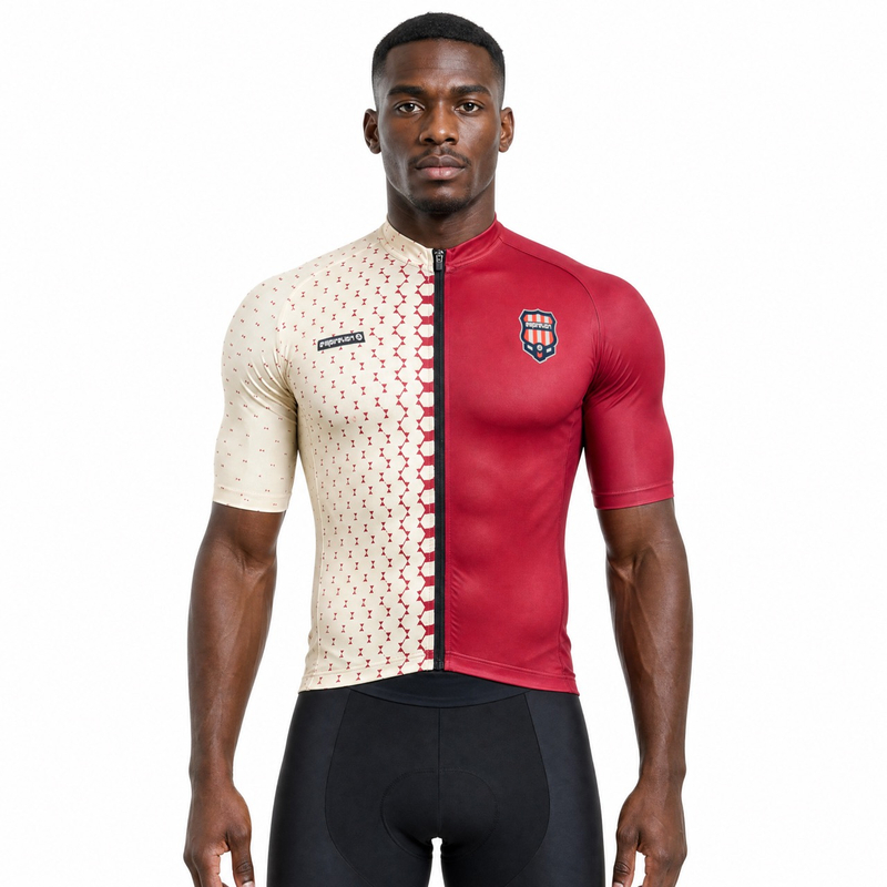 Maillot de cyclisme à manches courtes imprimé intégral